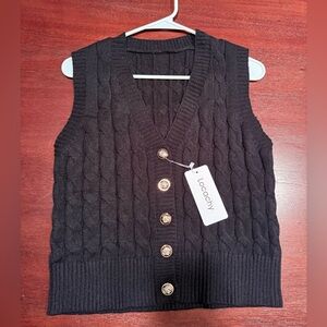 Black Cable Knit Sweater Vest